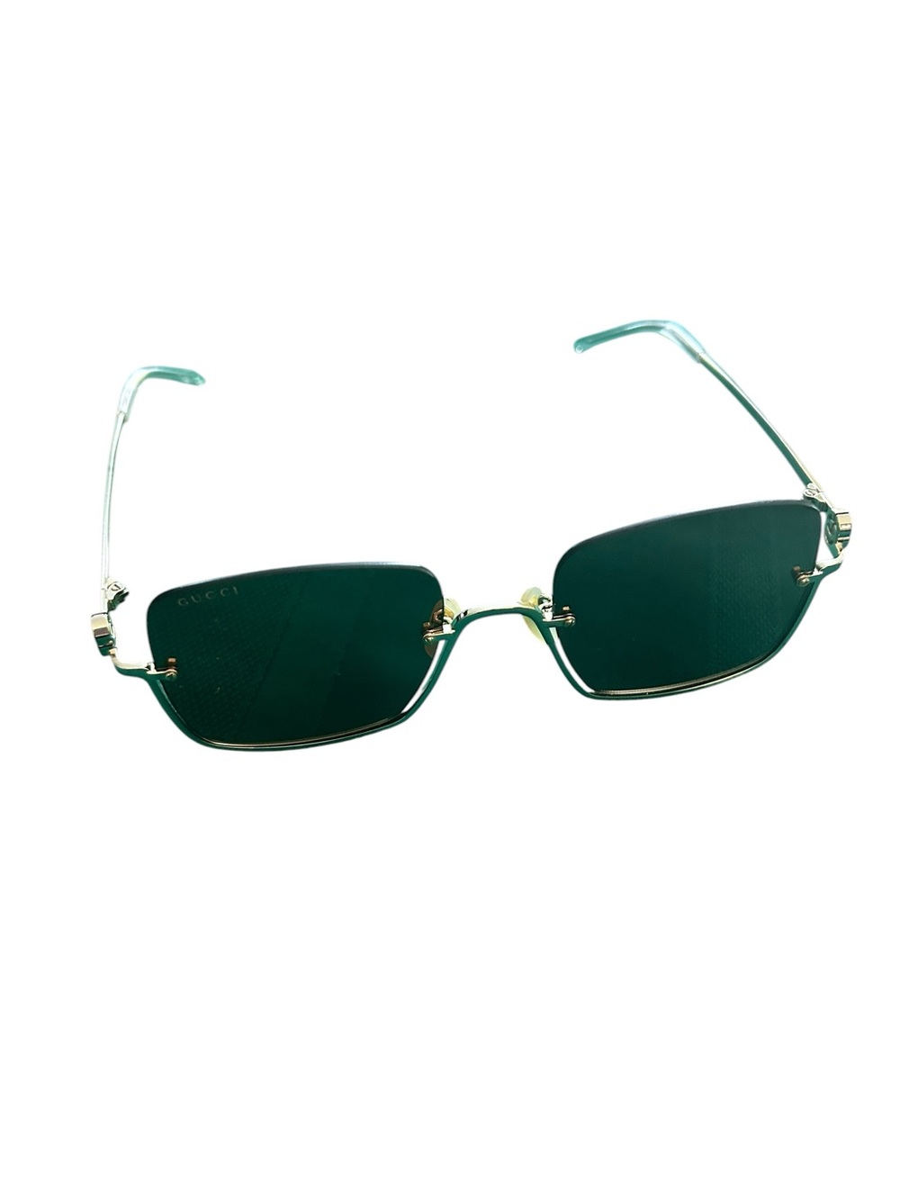 Gucci Gold Grey Rimless Square Sunglasses GG1279S Rent the Runway Authentic